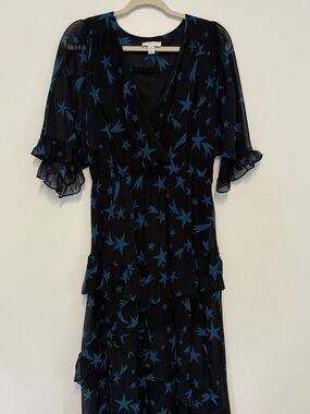 Topshop Blue Star Print Black Maxi Dress